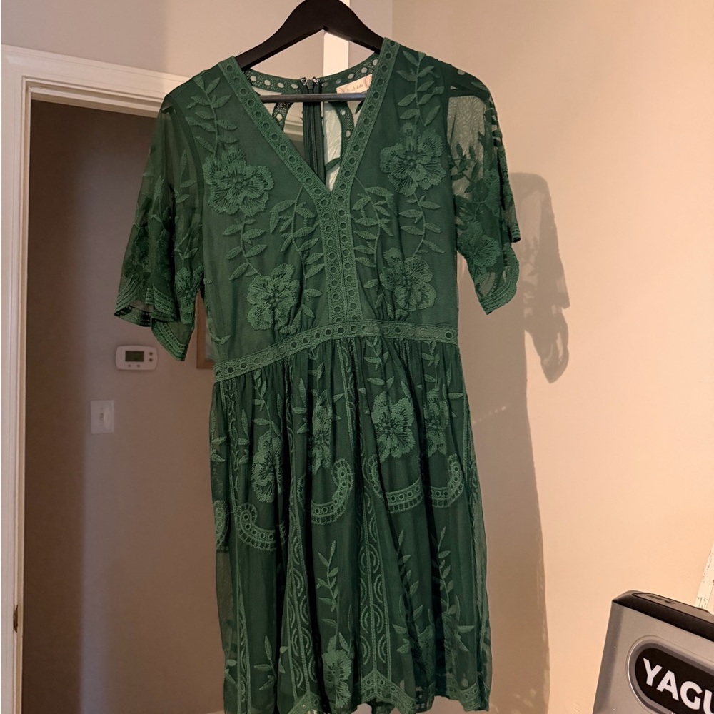 Altar'd State Forest Green Floral Mini Dress